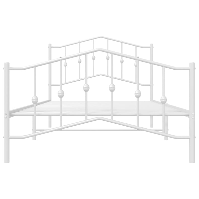 vidaXL Rectangular Powder-Coated Steel Twin Bed Frame in White