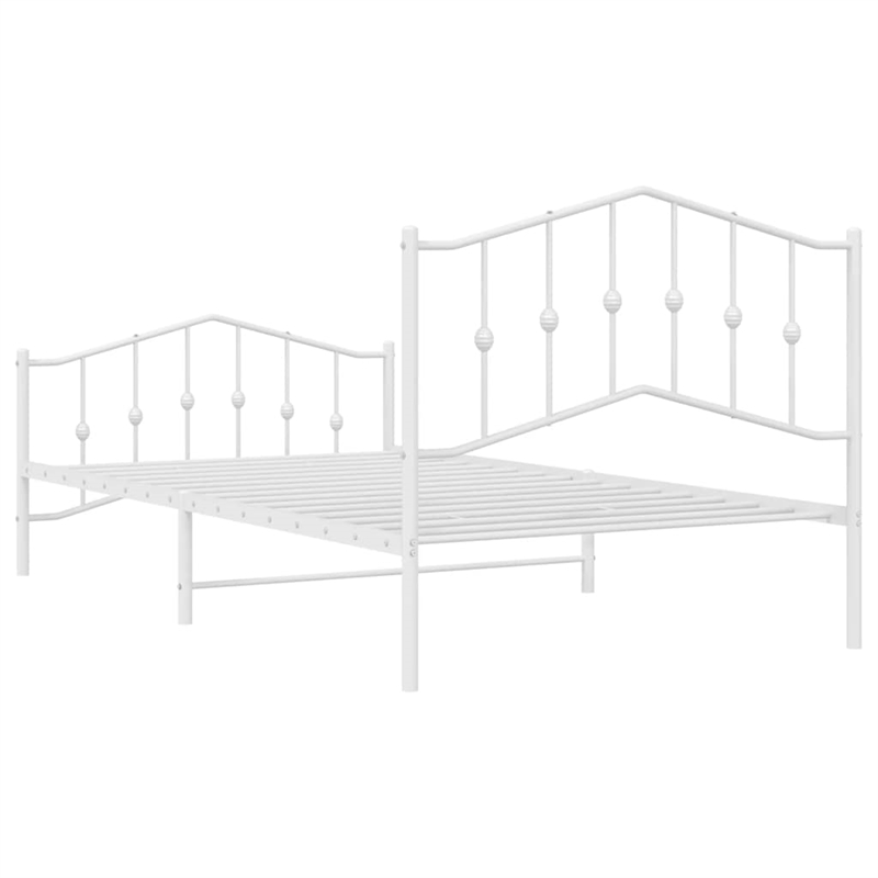 vidaXL Rectangular Powder-Coated Steel Twin Bed Frame in White