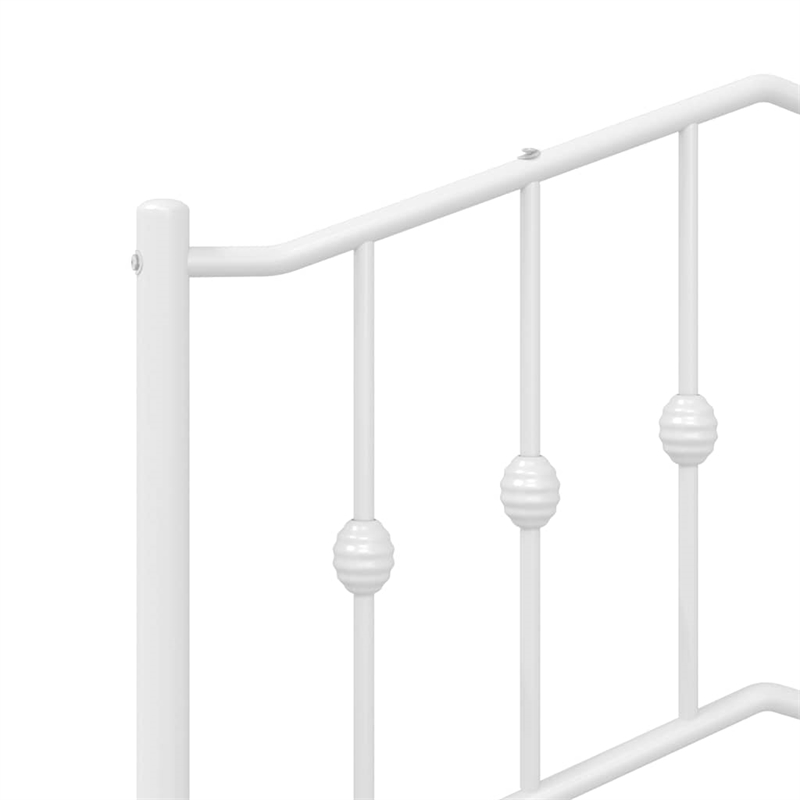 vidaXL Rectangular Powder-Coated Steel Twin Bed Frame in White