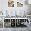 vidaXL 53.1x74.8 Powder-Coated Steel Bed Frame in White