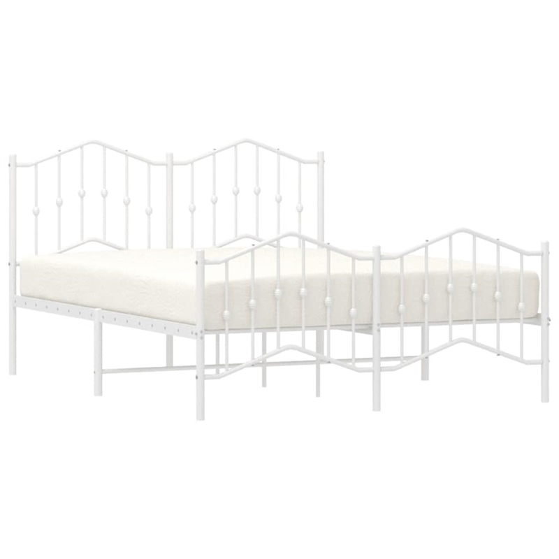 vidaXL 53.1x74.8 Powder-Coated Steel Bed Frame in White