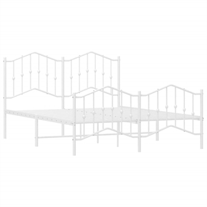vidaXL 53.1x74.8 Powder-Coated Steel Bed Frame in White