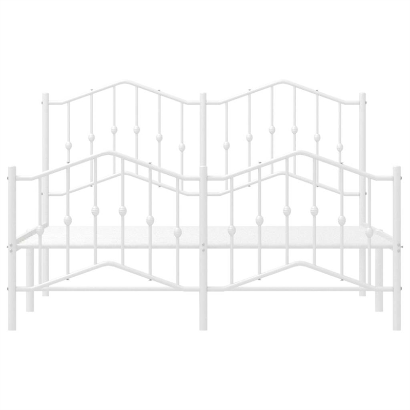 vidaXL 53.1x74.8 Powder-Coated Steel Bed Frame in White