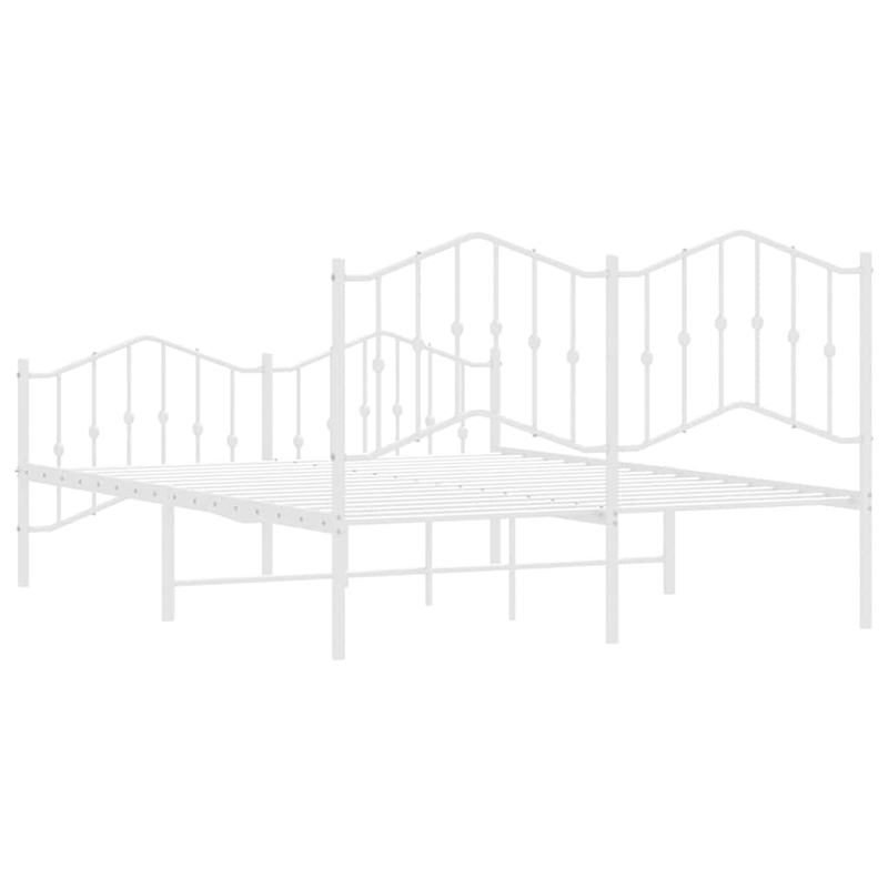 vidaXL 53.1x74.8 Powder-Coated Steel Bed Frame in White