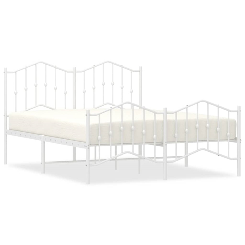 vidaXL Powder-Coated Steel King Size Bed Frame in White