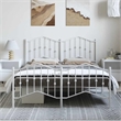 vidaXL Powder-Coated Steel King Size Bed Frame in White