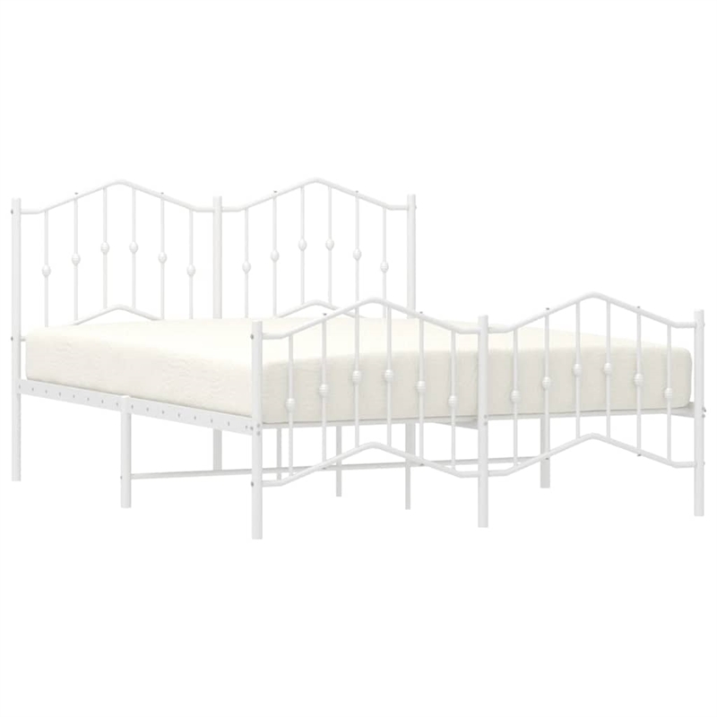 vidaXL Powder-Coated Steel King Size Bed Frame in White