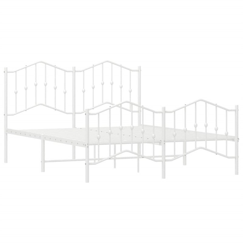 vidaXL Powder-Coated Steel King Size Bed Frame in White