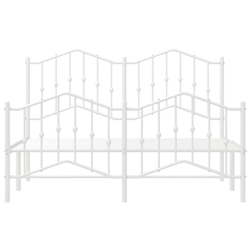 vidaXL Powder-Coated Steel King Size Bed Frame in White