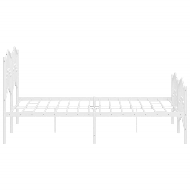 vidaXL Powder-Coated Steel King Size Bed Frame in White