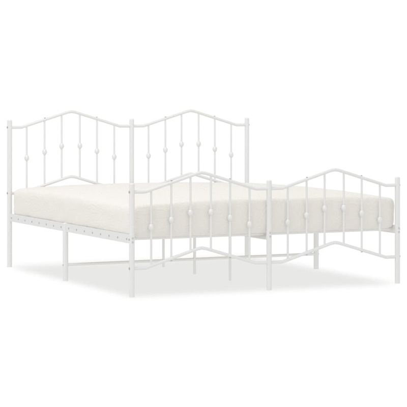 vidaXL 72 x 84 Powder-Coated Steel Bed Frame in White