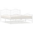 vidaXL 72 x 84 Powder-Coated Steel Bed Frame in White