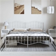 vidaXL 72 x 84 Powder-Coated Steel Bed Frame in White