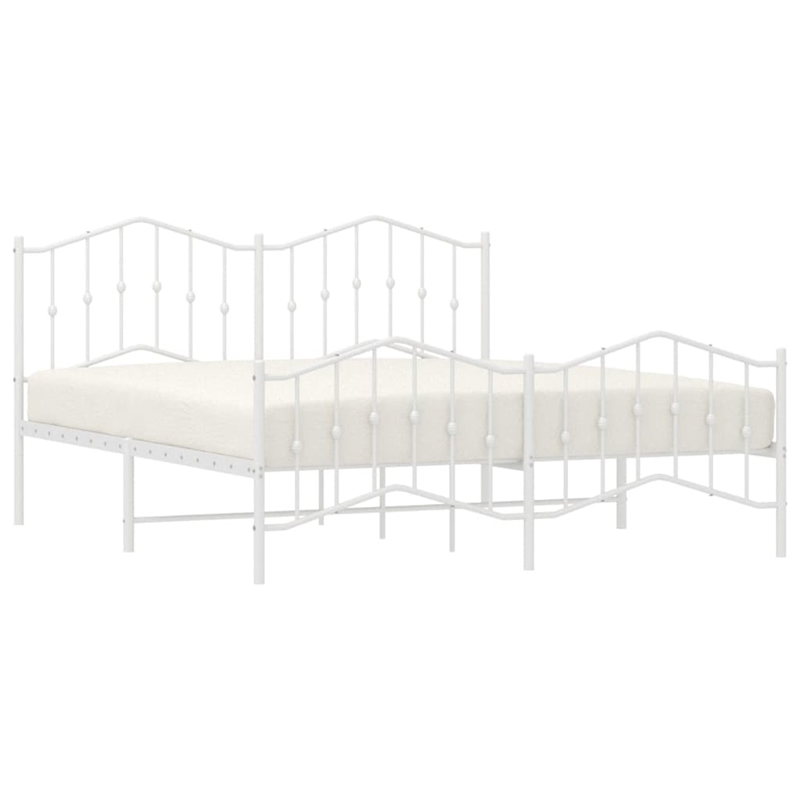 vidaXL 72 x 84 Powder-Coated Steel Bed Frame in White