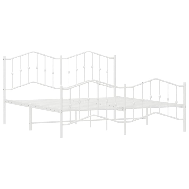 vidaXL 72 x 84 Powder-Coated Steel Bed Frame in White