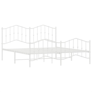 vidaXL 72 x 84 Powder-Coated Steel Bed Frame in White