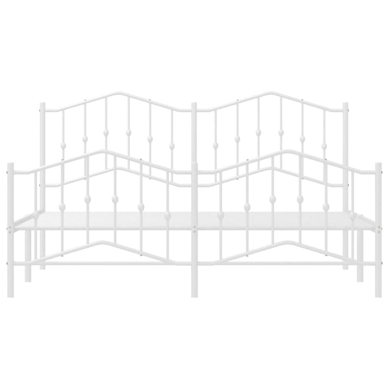 vidaXL 72 x 84 Powder-Coated Steel Bed Frame in White