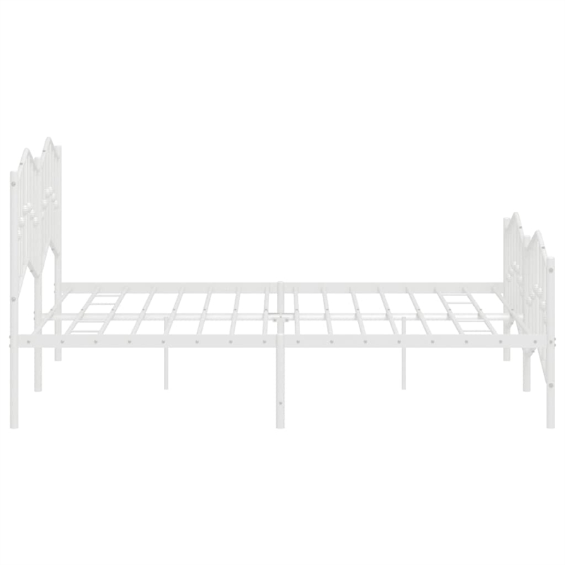 vidaXL 72 x 84 Powder-Coated Steel Bed Frame in White