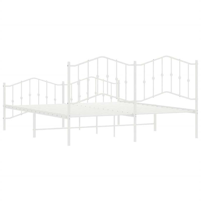 vidaXL 72 x 84 Powder-Coated Steel Bed Frame in White