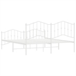 vidaXL 72 x 84 Powder-Coated Steel Bed Frame in White