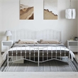 vidaXL Powder-Coated Steel King/Double Bed Frame in White