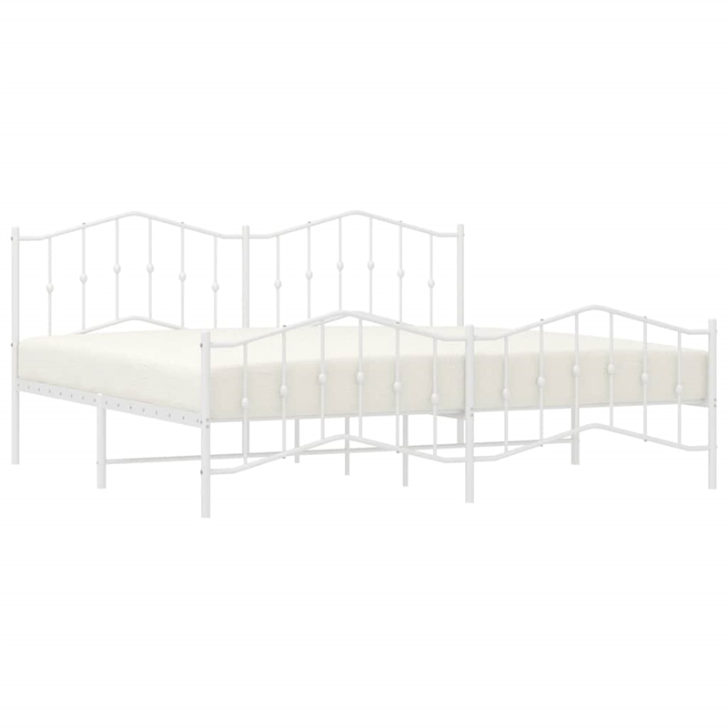 vidaXL Powder-Coated Steel King/Double Bed Frame in White