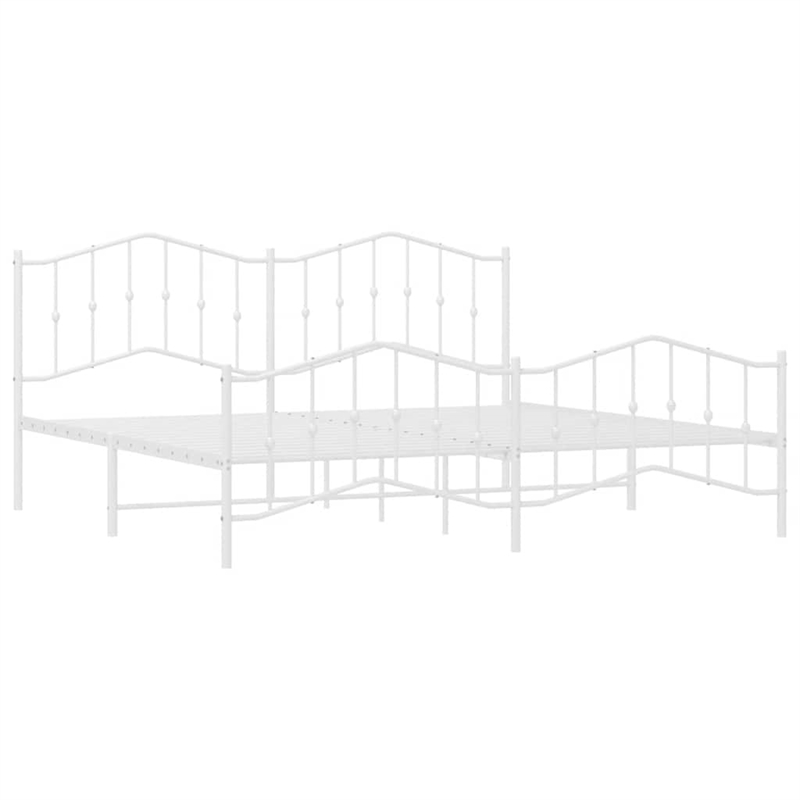 vidaXL Powder-Coated Steel King/Double Bed Frame in White