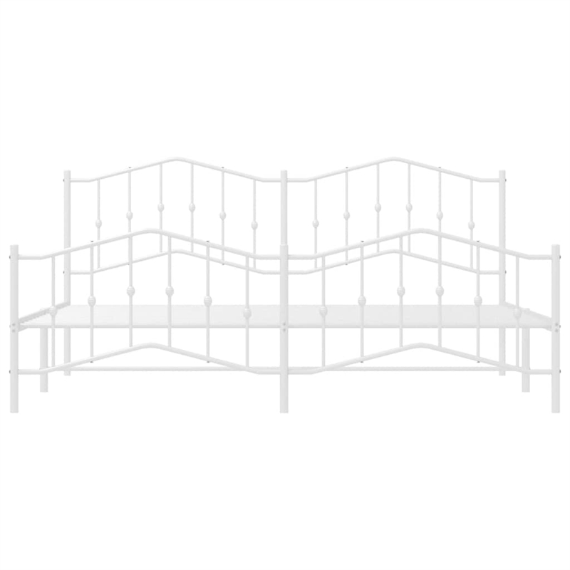 vidaXL Powder-Coated Steel King/Double Bed Frame in White