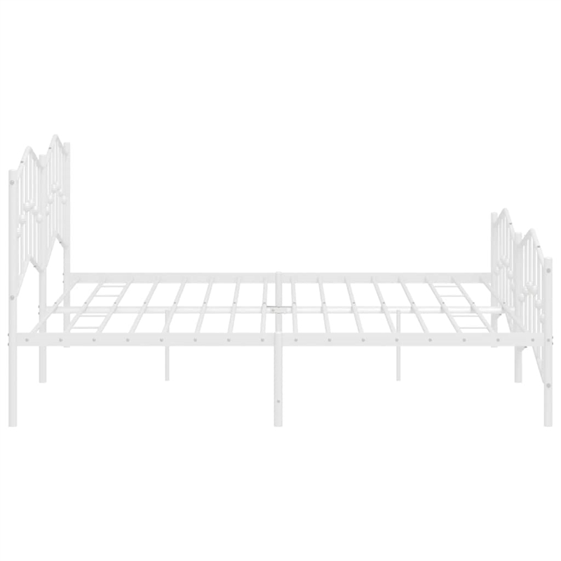 vidaXL Powder-Coated Steel King/Double Bed Frame in White