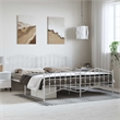 vidaXL Powder-Coated Steel King/Double Bed Frame in White