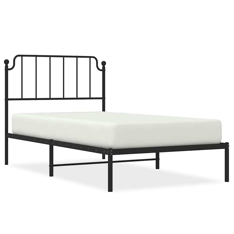 vidaXL Powder-Coated Steel Twin Bed Frame in Black