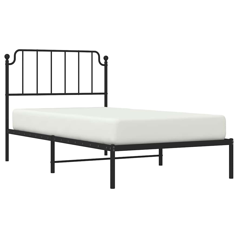 vidaXL Powder-Coated Steel Twin Bed Frame in Black