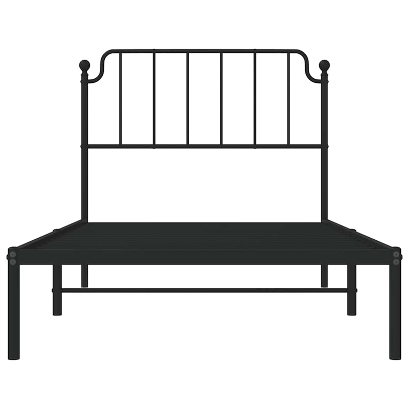 vidaXL Powder-Coated Steel Twin Bed Frame in Black