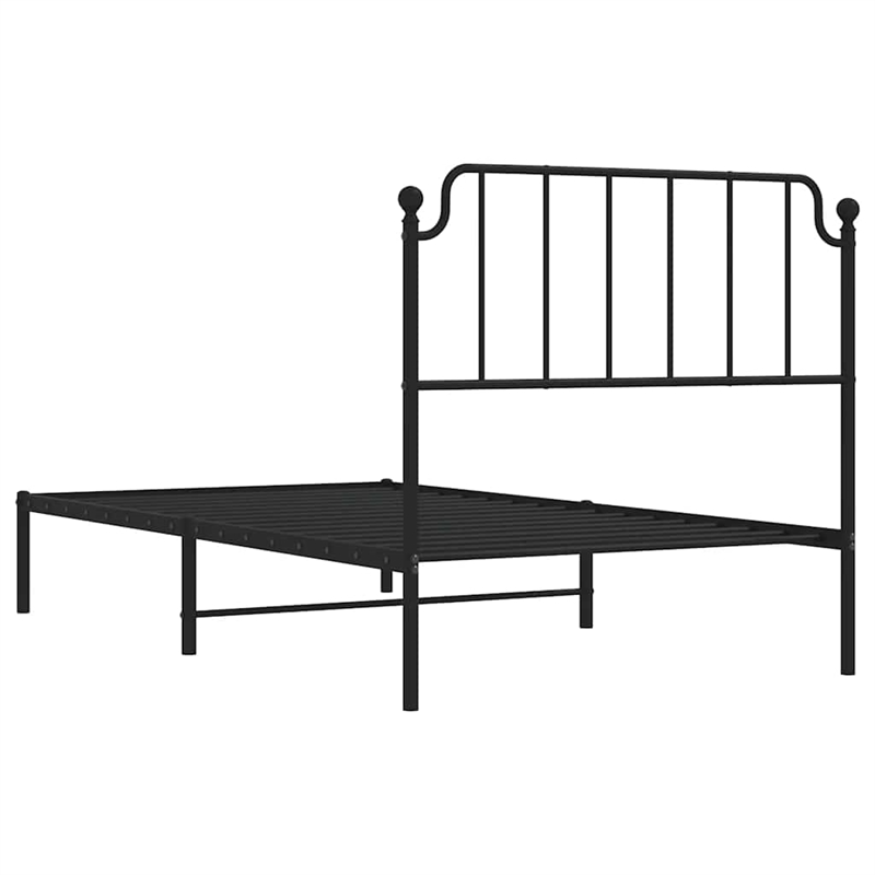 vidaXL Powder-Coated Steel Twin Bed Frame in Black