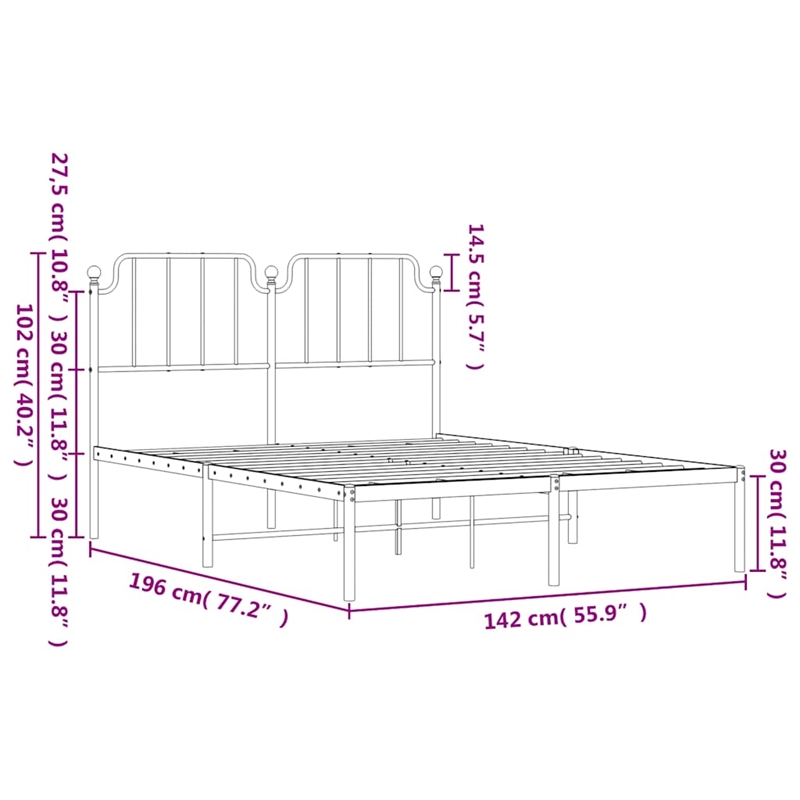 vidaXL Powder-Coated Steel Full/Double Bed Frame in Black