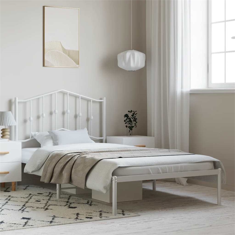vidaXL Powder-Coated Steel Full/Double Bed Frame in Black