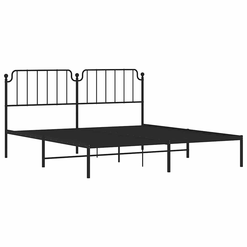 vidaXL Powder-Coated Steel Cal King/Double Bed Frame in Black