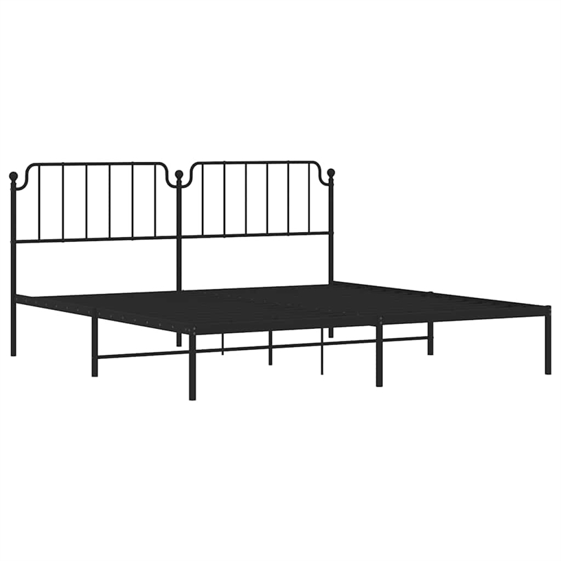 vidaXL Powder-Coated Steel King/Double Bed Frame in Black