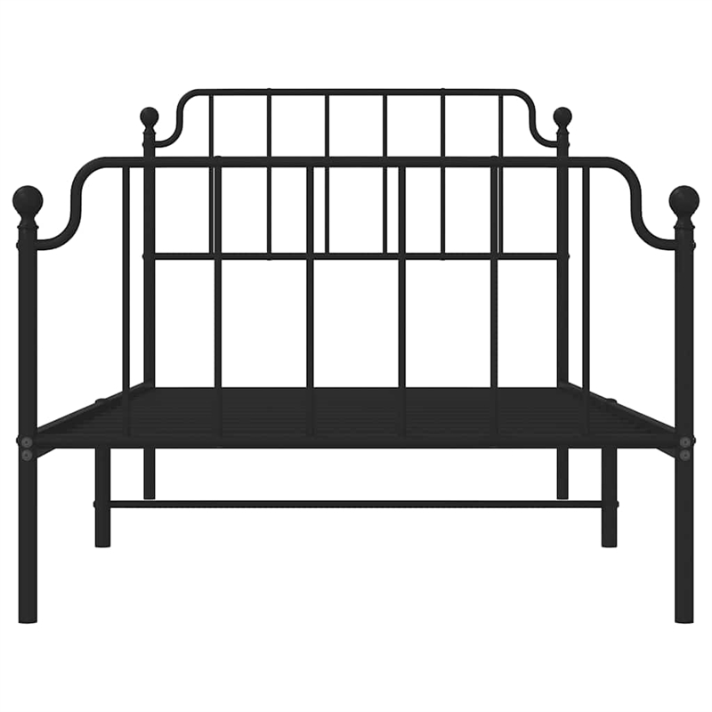 vidaXL Powder-Coated Steel Twin Bed Frame in Black