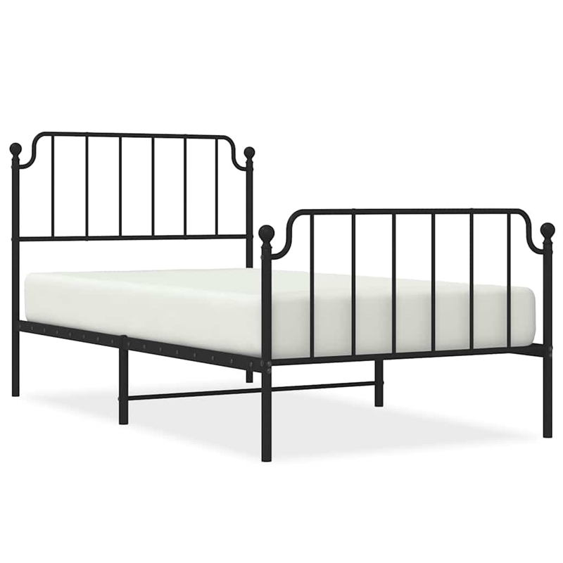 vidaXL Powder-Coated Steel Twin Bed Frame in Black