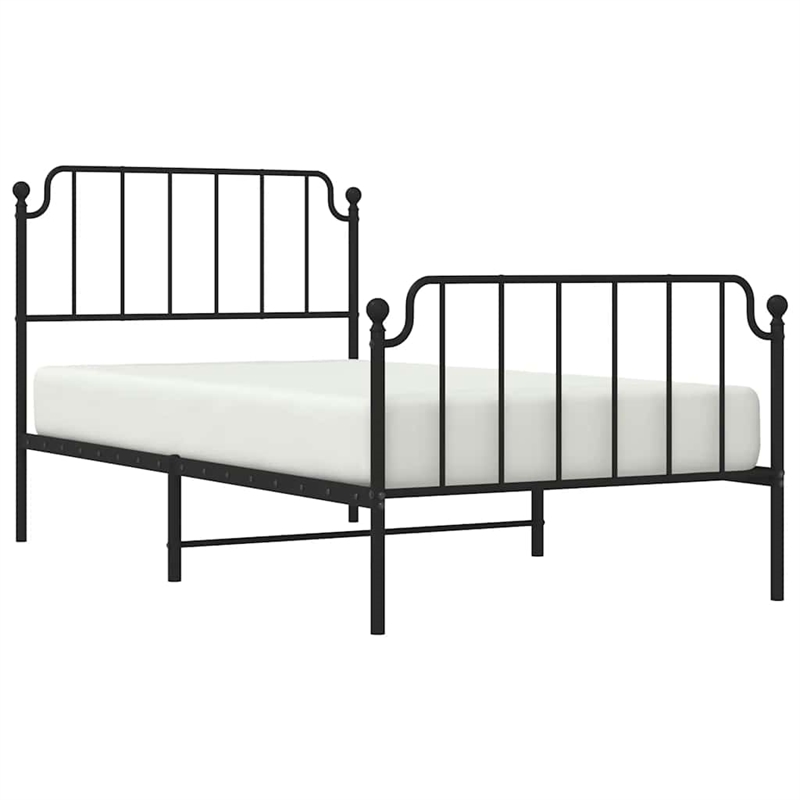 vidaXL Powder-Coated Steel Twin Bed Frame in Black