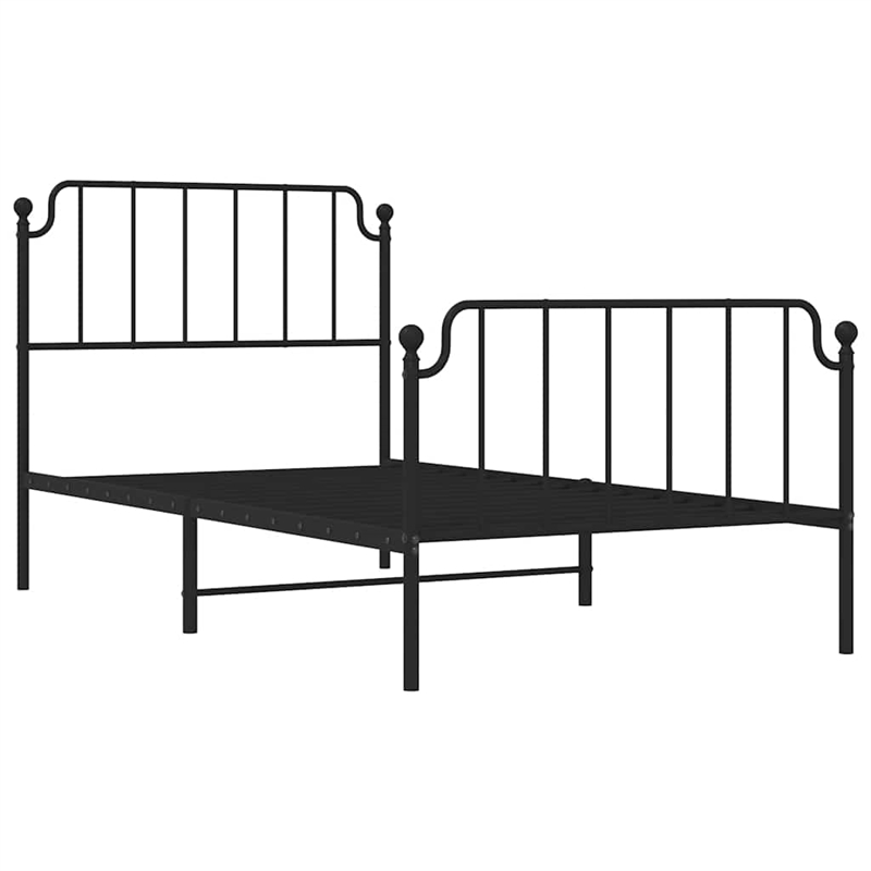 vidaXL Powder-Coated Steel Twin Bed Frame in Black