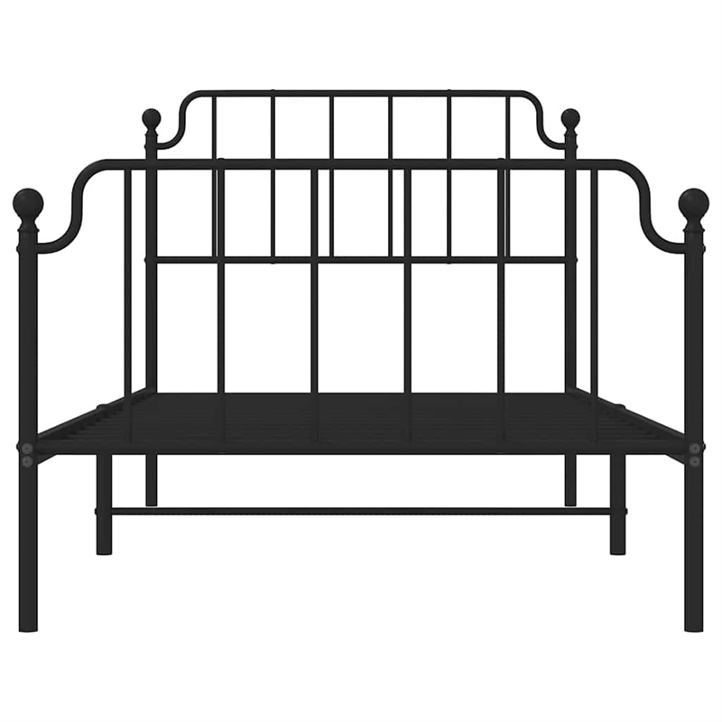vidaXL Powder-Coated Steel Twin Bed Frame in Black