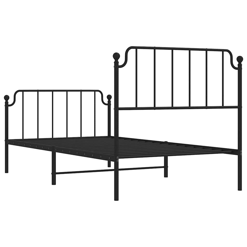 vidaXL Powder-Coated Steel Twin Bed Frame in Black
