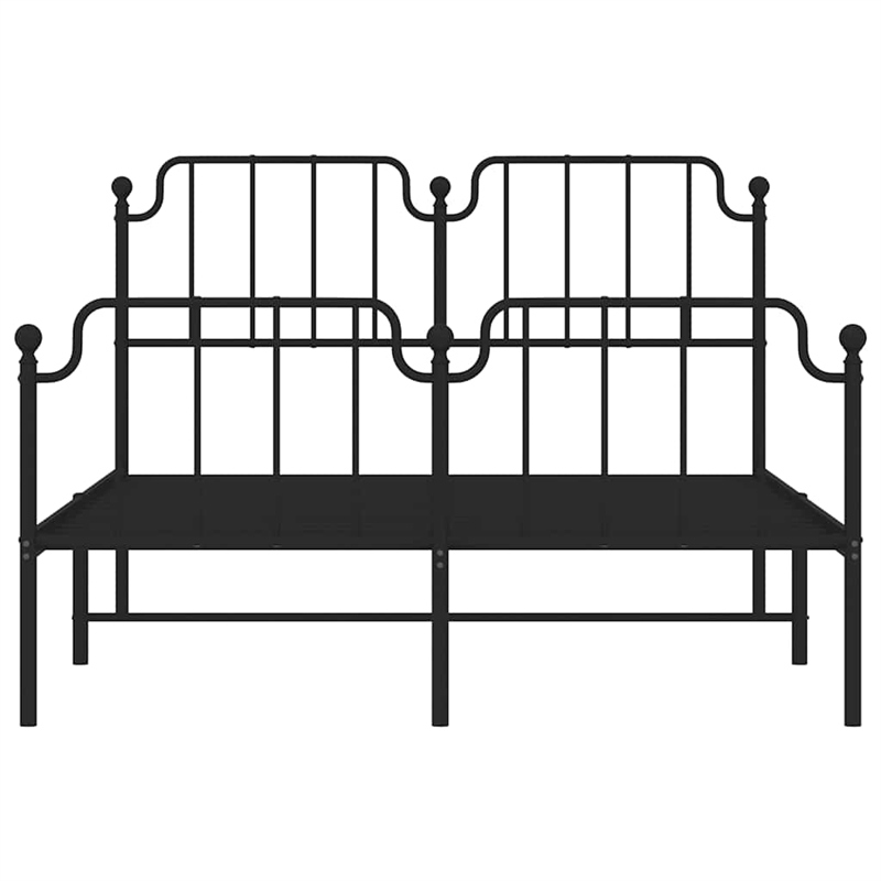 vidaXL 53.1 x 74.8 Powder-Coated Steel Bed Frame in Black
