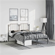 vidaXL 53.1 x 74.8 Powder-Coated Steel Bed Frame in Black