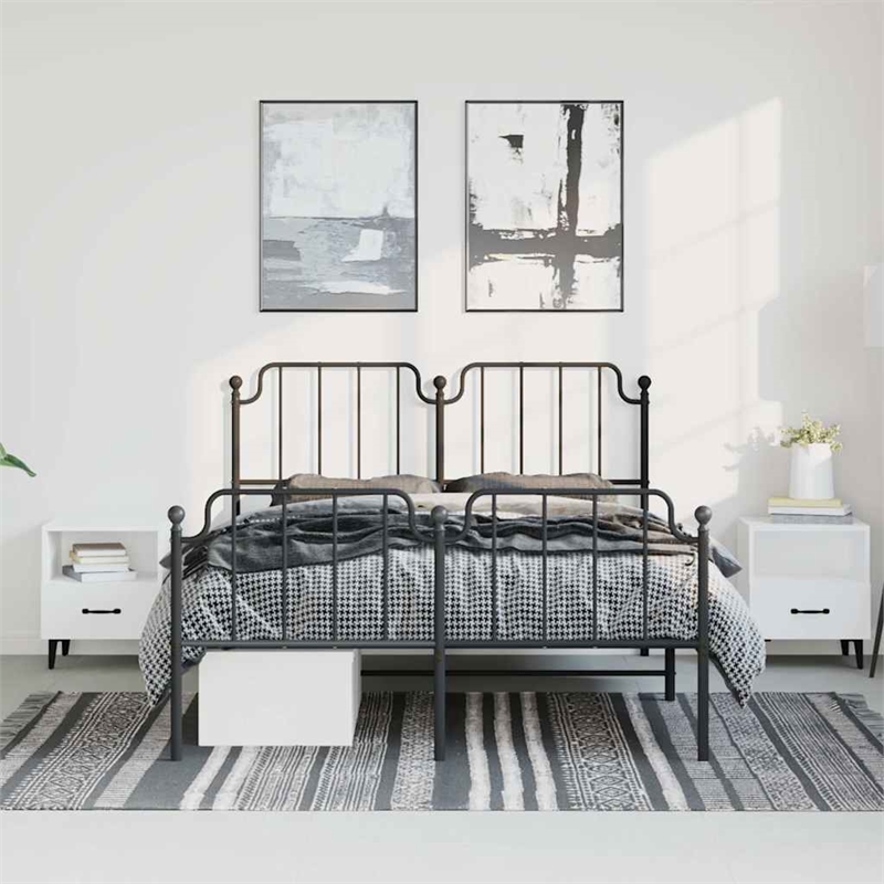 vidaXL 59 x 79 Rectangular Bed Frame in Black