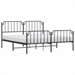 vidaXL Rectangular Powder-Coated Steel Full Bed Frame in Black