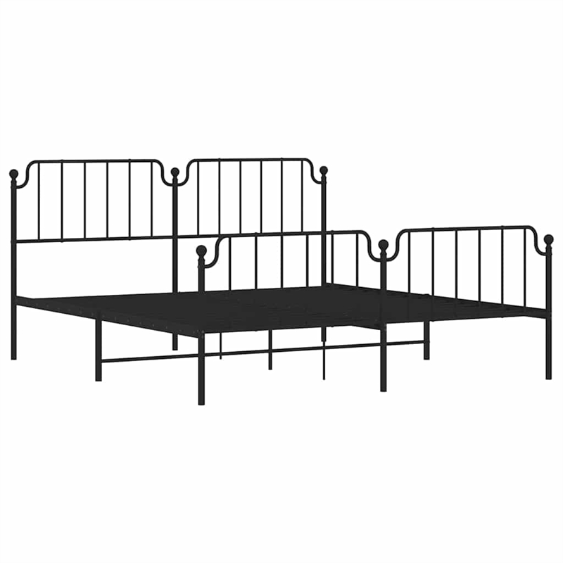 vidaXL Rectangular Powder-Coated Steel Full Bed Frame in Black