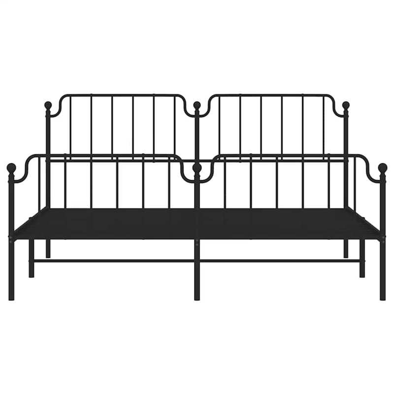 vidaXL Rectangular Powder-Coated Steel Full Bed Frame in Black
